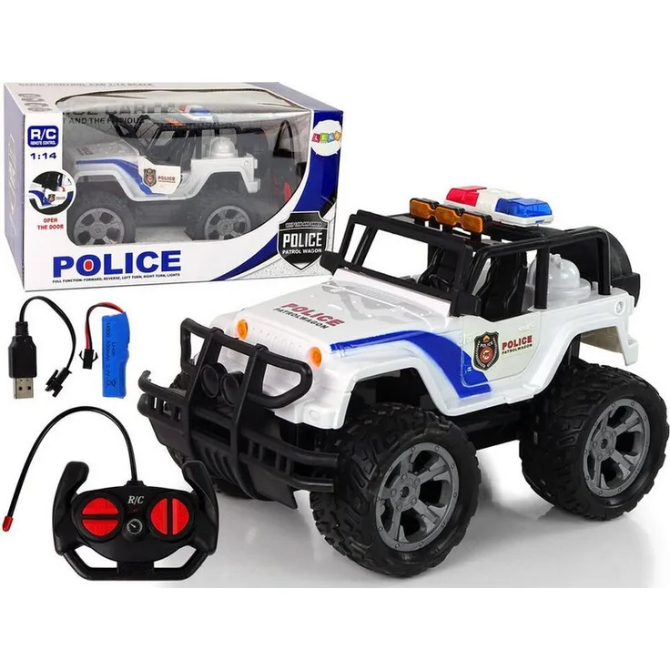 Wisam R/C Ferngesteuertes Auto JEEP Police Patrol, mit zu öffnenden Türen, ideal für Kinder, robust und kinderfreundlich