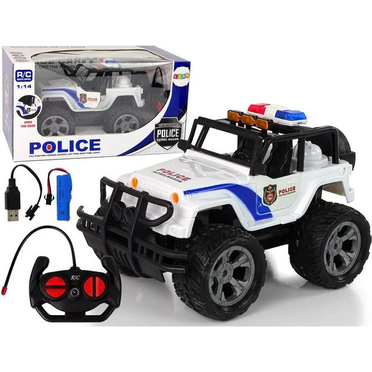 Wisam R/C Ferngesteuertes Auto JEEP Police Patrol, mit zu öffnenden Türen, ideal für Kinder, robust und kinderfreundlich
