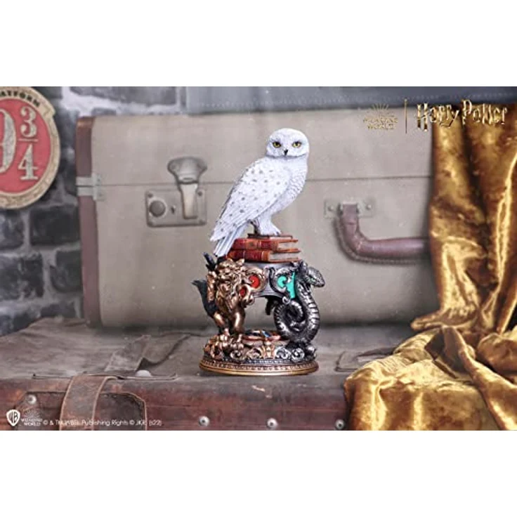 GED Harry Potter Hedwig Figur, 22 cm detailgetreu handbemalt auf Zauberbüchern mit Hogwarts-Haus-Emblemen – Bild 6