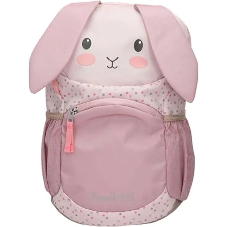 Depesche 13991 Princess Mimi, Ergonomischer Rucksack in Rosa mit Hasen-Gesicht, applizierten Schlappohren und Pünktchen-Muster, verstellbare Schulterträger, 35 x 24 x 11 cm