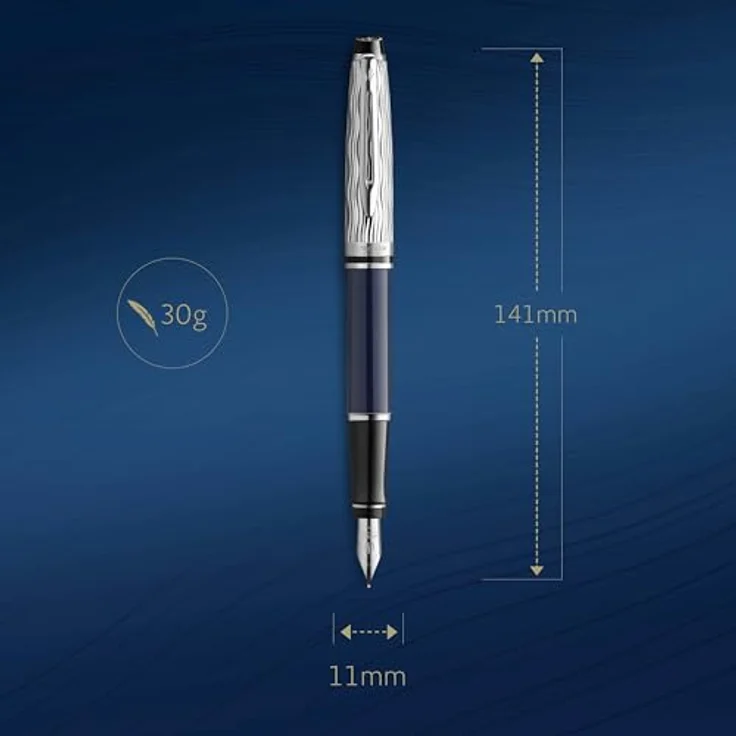 Waterman Expert DeLuxe C.C Füller, Mittelstrich, Lack, blau, Geschenkbox – Bild 3