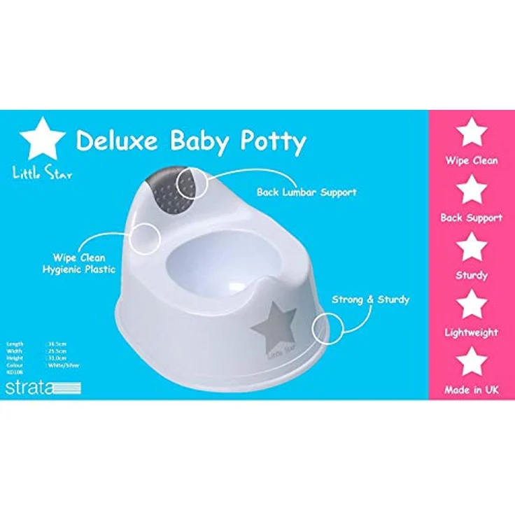 Topf de Luxe - rutschsicheres, ergonomisches Baby & Kinder Töpfchen Töpfchen-Trainer mit Spritzschutz und Rückenlehne - leicht, tragbar und hygienisch weiß/silber – Bild 2