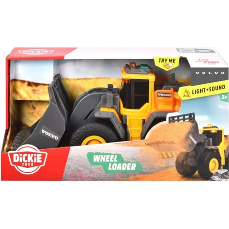 Dickie Toys Volvo Wheel Loader, Spielzeugauto mit Licht- und Soundeffekten – Bild 1