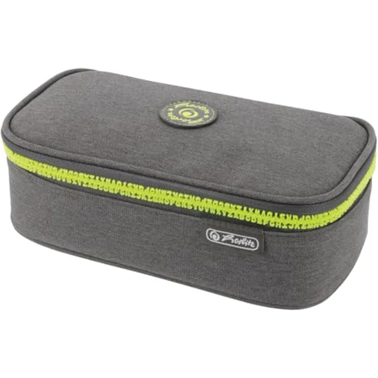 Herlitz Faulenzer Beatbox, Grey/Yellow, 1 Stück - Unbefülltes Faulenzer-Etui mit großem Hauptfach und praktischen Stifteschlaufen – Bild 1