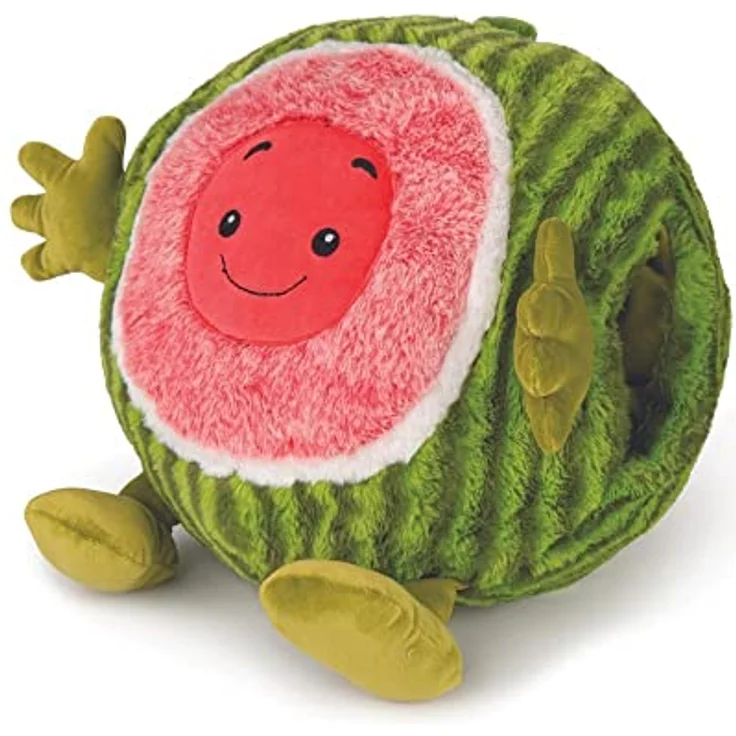 NOXXIEZ Noxxiez Handwarmer - Knuffel - Kussen - Watermeloen, Kuscheltier und Handwärmer in Melonen-Design, 35 cm groß, weich und hautfreundlich – Bild 2