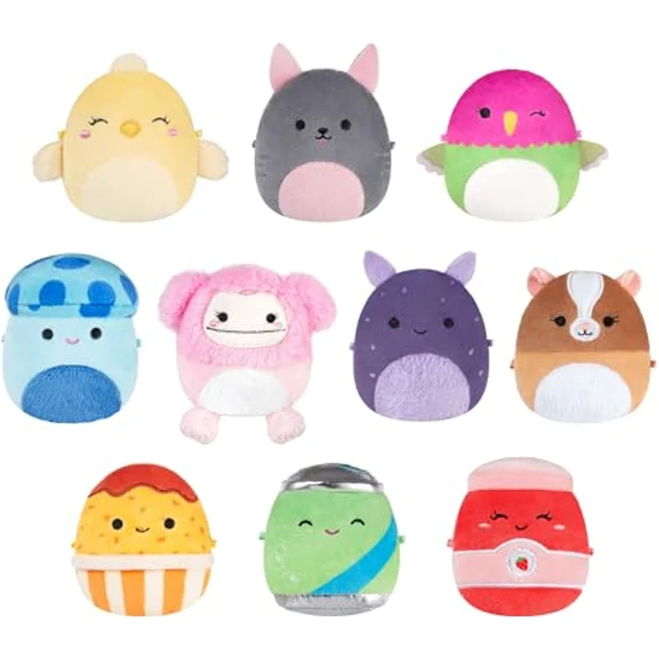 Squishmallows Micromallows SQMM0125-10er Pack, 10 superweiche Mini-Plüschfiguren, 6,5 cm, Na'Ima, Ankur, Nestor, Brina, Aphrodite, Oha, Aimee, Janna, Garret, Gist – Bild 1
