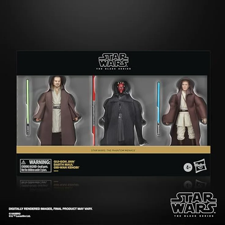 Star Wars The Black Series Qui-Gon Jinn, Darth Maul, Obi-Wan Kenobi Actionfiguren Set, 15,2 cm mit Lichtschwert-Zubehör, Fensterbox-Verpackung – Bild 2