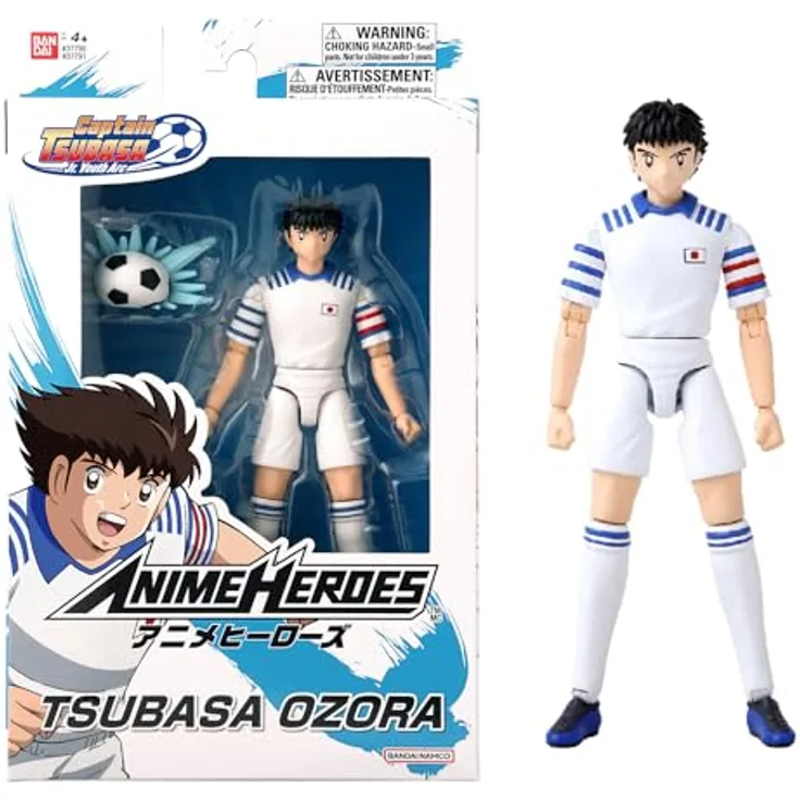 Bandai Anime Heroes - Captain Tsubasa Actionfigur Tsubasa Ozora, 17 cm Gelenkfigur mit Zubehör und Fußball-Ball, Spielzeug für Kinder ab 4 Jahren - 37791