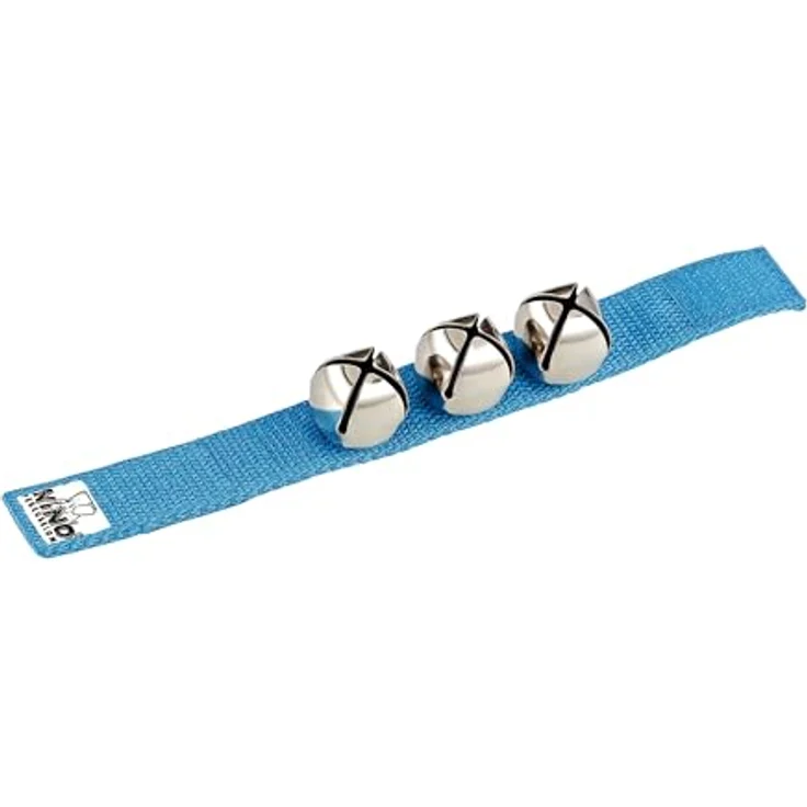 Nino Nino961B, Schellenband in Blau mit Nylonband und 3 Stahlschellen, Klettverschluss – Bild 1