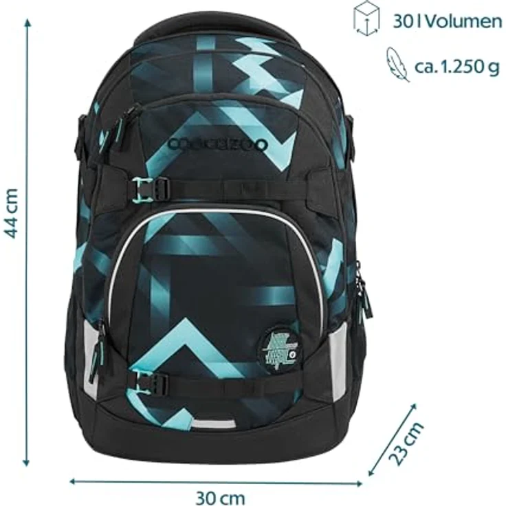 coocazoo Coocazoo MATE, Schulrucksack mit Ergonomischen Schulterträgern, 4 Fächern und Wasserabweisenden Reißverschlüssen, Laser Lights – Bild 2