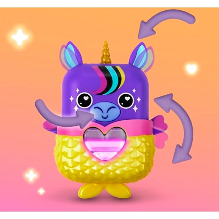 Nano-Mals Stardream, elektronisches Einhorn Fidget-Tierchen mit farbwechselnder Herzanzeige und ansteckbarem Outfit, Taschenformat – Bild 4