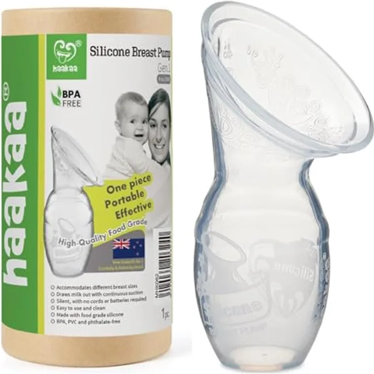 haakaa Generation 1 Silikon-Milchpumpe, 100 ml Fassungsvermögen, kompakt und lebensmittelecht