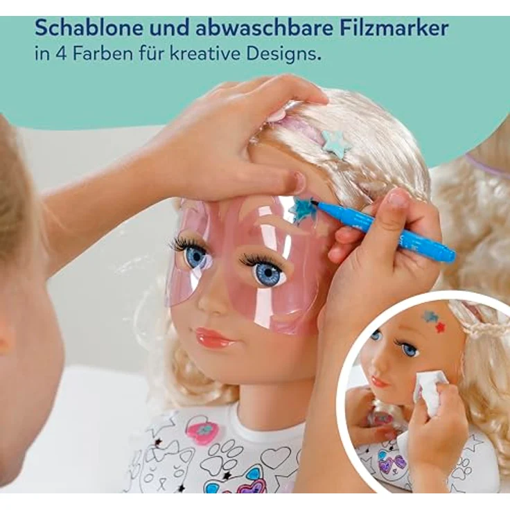 BABY Born Stylingkopf Kreativ, Frisieren und Bemalen mit abwaschbaren Markern, über 20 Accessoires – Bild 3