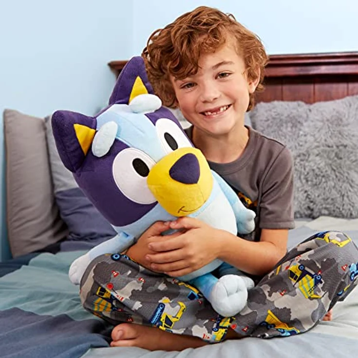 Bluey Jumbo Plush 40 Zentimeter Plüschtier Hund Farbe Blau, wie in der Kinderserie, weich und kuschelig, zum Umarmen und Begleiten Ihrer Kinder, Prominent (BLY05000) – Bild 5