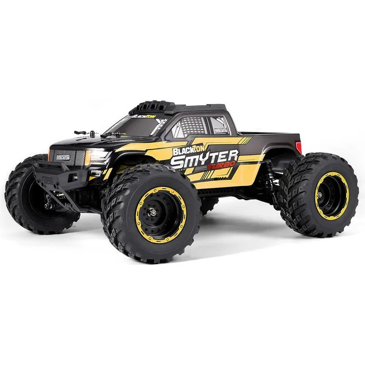 Blackzon Smyter MT Turbo 1/12 4WD 3S, ferngesteuerter Monstertruck mit 70 km/h, bürstenlosem Motorsystem und LED-Leuchten, gelb