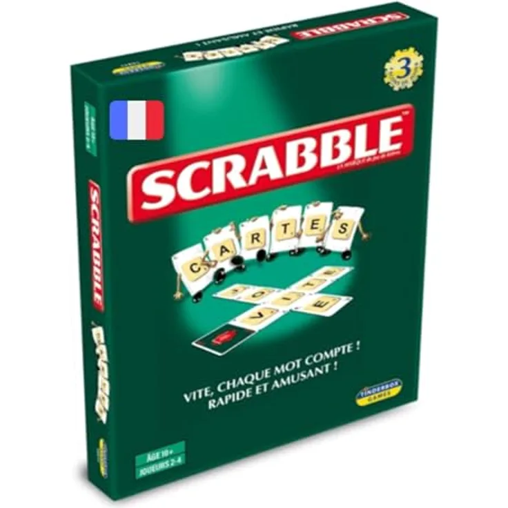 Megableu Scrabble Tischspiel (FR), Kartenspiel für 2-4 Spieler, fördert Sprachfähigkeiten und strategisches Denken, ab 10 Jahren