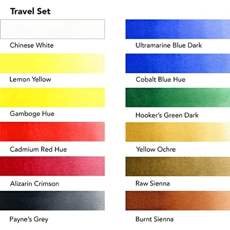 Daler Rowney Aquafine Watercolour Travel Set, 12 Farben im halben Näpfchen + 1 Aquafine Watercolour Pinsel, hochwertige Pigmente, hergestellt in Großbritannien – Bild 2