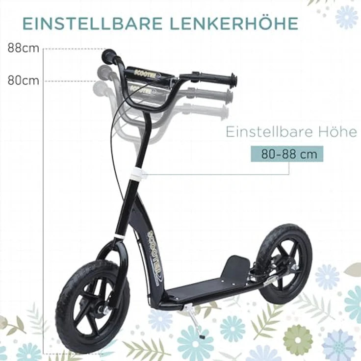 Kinderroller Anti-Rutsch Trittfläche, Metallfahrradständer zum Parken, (Farbe: schwarz) – Bild 5