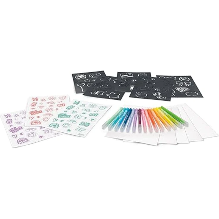 Maped Creativ Airbrush Maker Nachfüll-Set, Pastell Edition mit 15 Filzstiften, 5 Schablonen, 72 Stickern & Papier, Nachfüllset für Airbrush Maker 907080, Kreativset für Kinder ab 5 Jahren – Bild 4