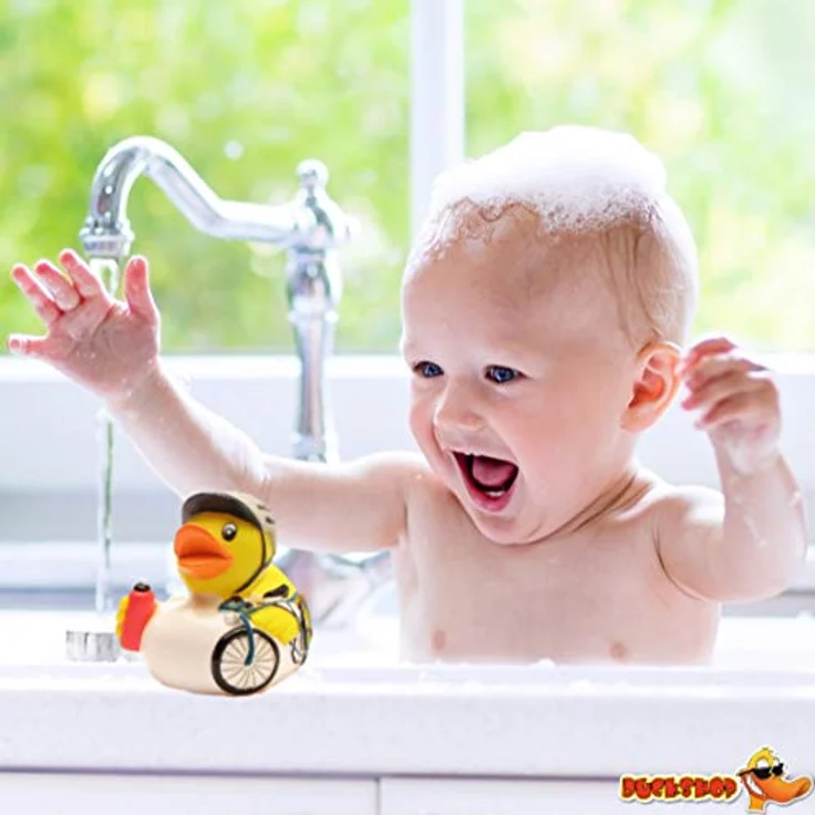 Duckshop I Badeente Radrennfahrer I Fahrrad Quietscheentchen I Rennrad Quietscheente I Wannen-Spielzeug für Kinder – Bild 2