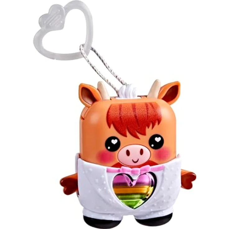 Nano-Mals Hasbro Cowbert Hochlandrind, elektronisches Fidget-Tierchen mit farbwechselnder Herzanzeige und ansteckbarem Smoking-Outfit – Bild 7