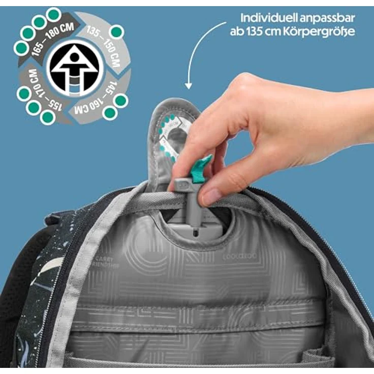 Coocazoo MATE Schulrucksack „Reflective Splash”, schwarz-grau, reflektierend, ergonomisch, höhenverstellbar, mit Brust- und Hüftgurt, 30 Liter, ab der 3. Klasse – Bild 5