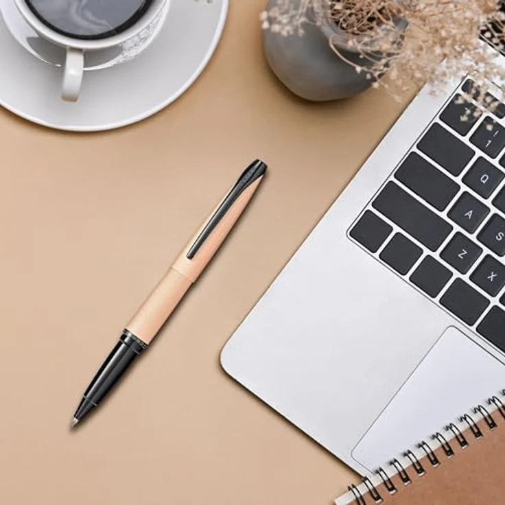 Cross ATX Roller, eleganter Schreibstift mit gefrästem Diamantmuster und dokumentenechter Gel-Tinte, rosegold/schwarz – Bild 3