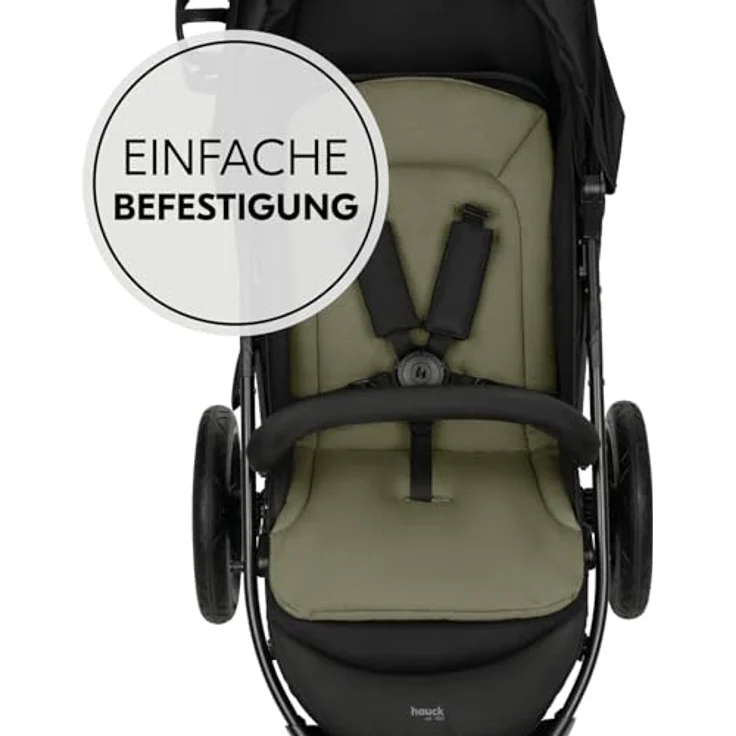 hauck Universal Sitzauflage für Buggys, Kinderwagen, Kinderfahrradanhänger, Baumwolle, Atmungsaktiv, Weich, Einfache Befestigung, Sommer & Winter (Olive) – Bild 3