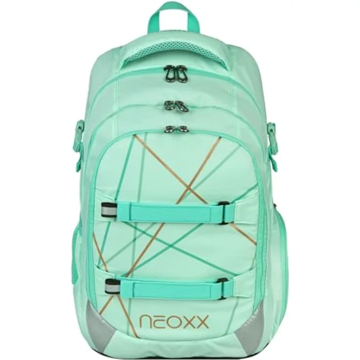 neoxx Active Pro School Backpack, Schulrucksack mit verstellbarem Tragesystem, Mint To Be, 31 x 45,5 x 21 cm