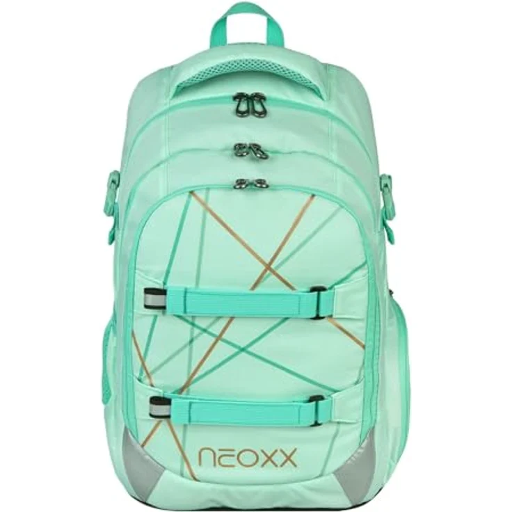 neoxx Active Pro School Backpack, Schulrucksack mit verstellbarem Tragesystem, Mint To Be, 31 x 45,5 x 21 cm – Bild 1