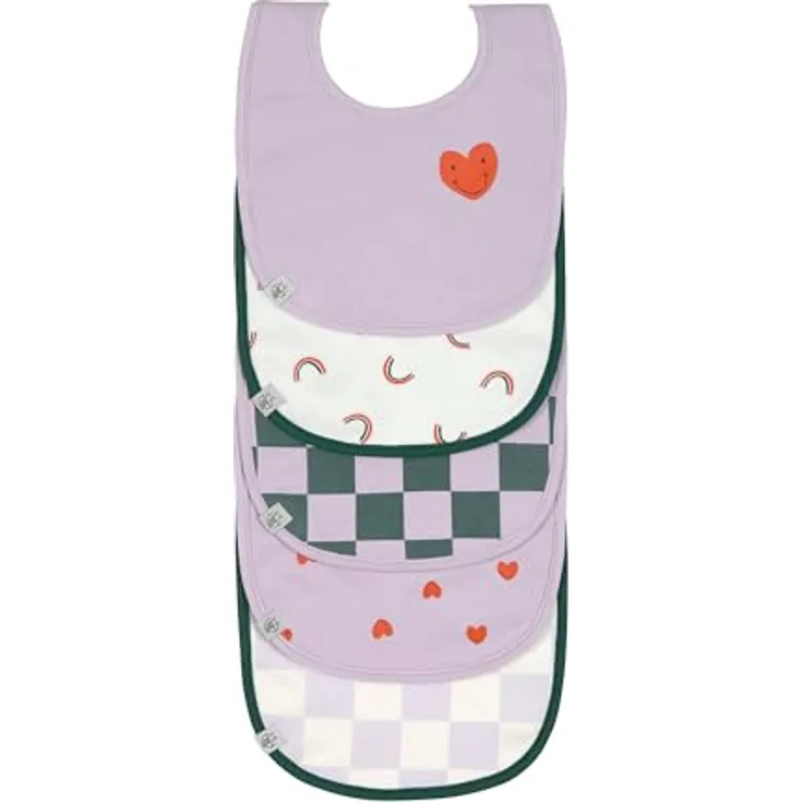 LÄSSIG Baby Kleinkind Lätzchen Set (5 St.) Klettverschluss Baumwolle wasserdicht/ Value Pack Bib Happy Rascals Heart