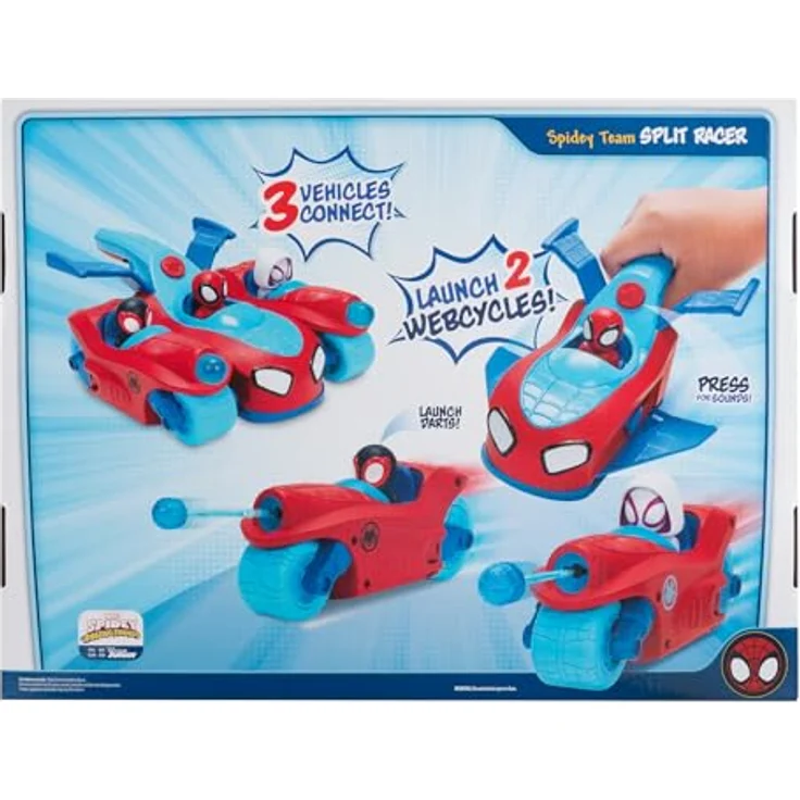 Spiderman Spidey 3-in-1 Fahrzeug Jet, Spielzeugauto mit 2 Motorrädern und Web Darts für actiongeladenen Spielspaß, ab 3 Jahren – Bild 2