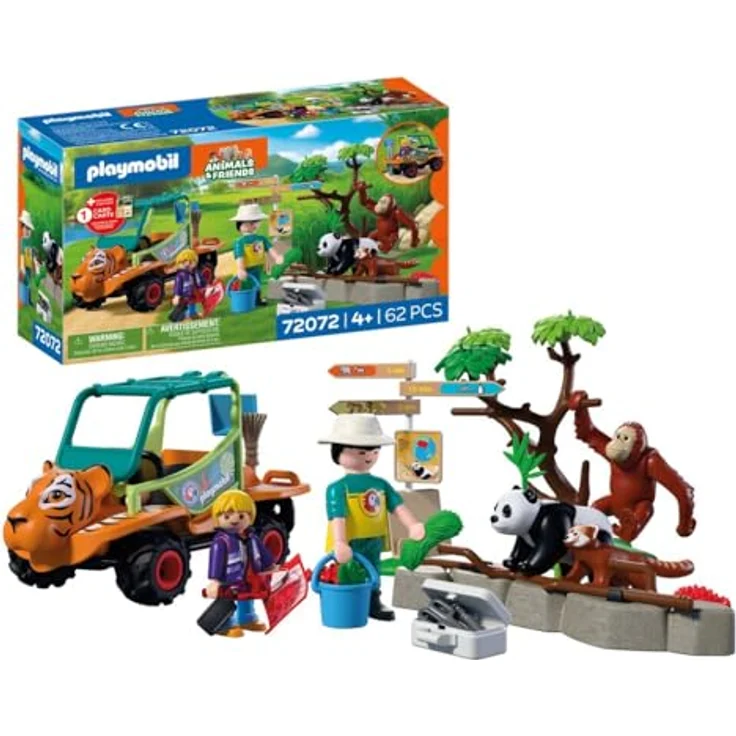 Playmobil Tiere & Freunde - Zoo: Tierpfleger mit Fahrzeug, inkl. Panda und Orang-Utan, bewegliche Tierteile und Zubehör – Bild 1