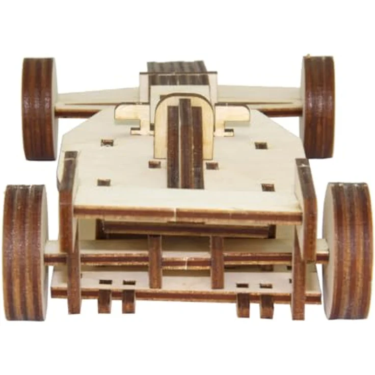 Sol Expert 3D Holz Puzzle Rennwagen, 43 präzise gelaserte Holzteile, ohne Kleber, aus beliebig colorierbarem Pappelholz, empfohlen ab 8 Jahren, Schwierigkeitsgrad mittel – Bild 2