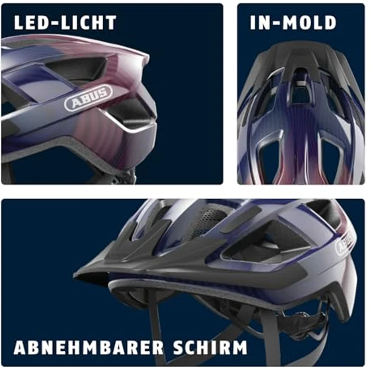 Abus Aduro 3.0 LED, Fahrradhelm für Kinder, purpur mit Wellen, Größe L (58-62 cm) – Bild 4
