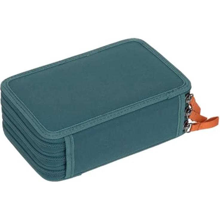 LÄSSIG Unique School Triple Pencil Case Slim Dark Green, Federmäppchen mit tollem Design und umfangreichem Set an Stiften, Lineal, Spitzer und Radiergummi – Bild 2