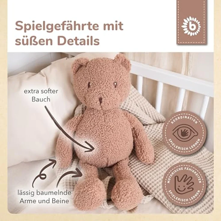 Bieco Kuscheltier Bär Mika XL, 46 cm Plüsch-Teddybär aus Bouclé in praline, ab 0 Monate – Bild 3