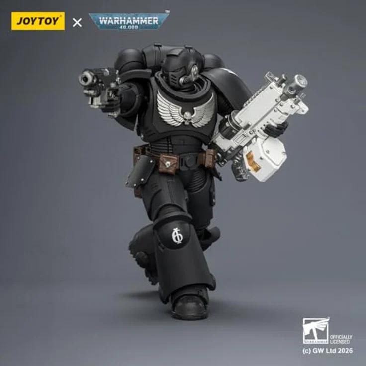 Joy Toy Warhammer Iron Hands Intercessor Figur, 12 cm, detailreiche Sammelfigur mit Bolzengewehr, Bolzenpistole und Kettenschwert – Bild 3