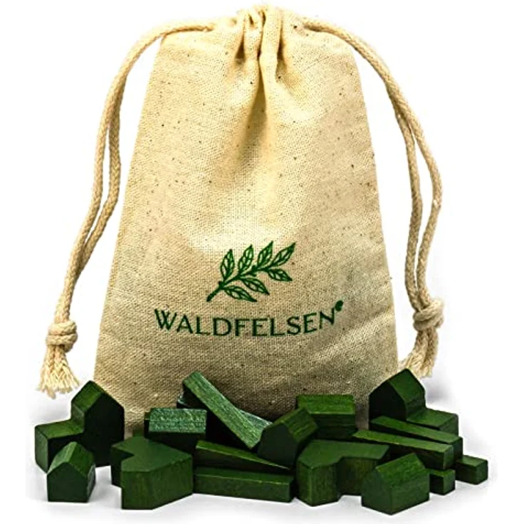 Waldfelsen® Hozfiguren, 4 Städte, 5 Siedlungen und 15 Straßen, geeignet für Die Siedler, Farbe Moosgrün, handgefertigt aus Massivholz – Bild 2