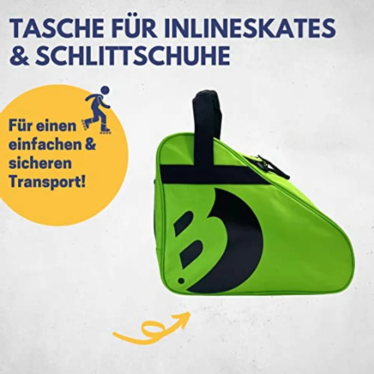 Best Sporting Sporttasche Transporttasche für Inlineskates und Schlittschuhe, verstellbarer Trageriemen, attraktives Design mit weißen Paspeln, 100% Polyester, Maße: 41 x 31 x 22 cm, schwarz – Bild 3