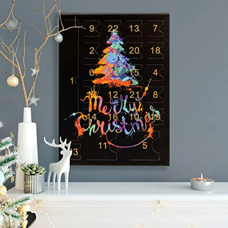 VALIOSA Merry Christmas Mode-Schmuck Adventskalender, schwarz, 24-teilig (1 Set) - mit 1 Kette, 3 Armbänder, 20 Charms, das besondere Geschenk für Mädchen, Frauen & Beste Freundin – Bild 3