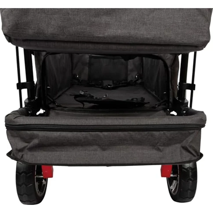small foot Bollerwagen mit Dach, Ablagekorb, Regenschutz & Transporttasche, bis 80 kg belastbar - Schwarz – Bild 9