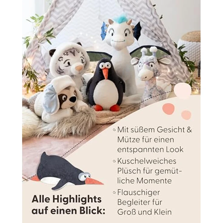 NICI Kuscheltier Faultier Izzy Icetumbler, 50cm, beige, weiches Plüschtier mit Mütze und Strickpullover – perfektes Geschenk für Kinder & Erwachsene – 62430 – Bild 4