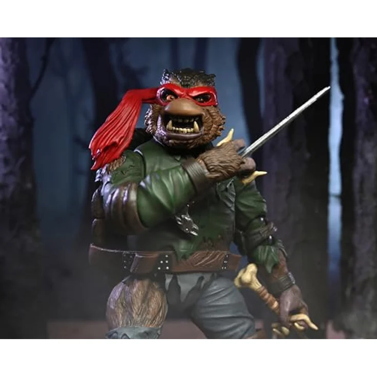 NECA Teenage Mutant Ninja Turtles Universal Monsters Ultimate Raphael als Werwolf Figur, 18 cm, braun, mit Zubehör – Bild 7