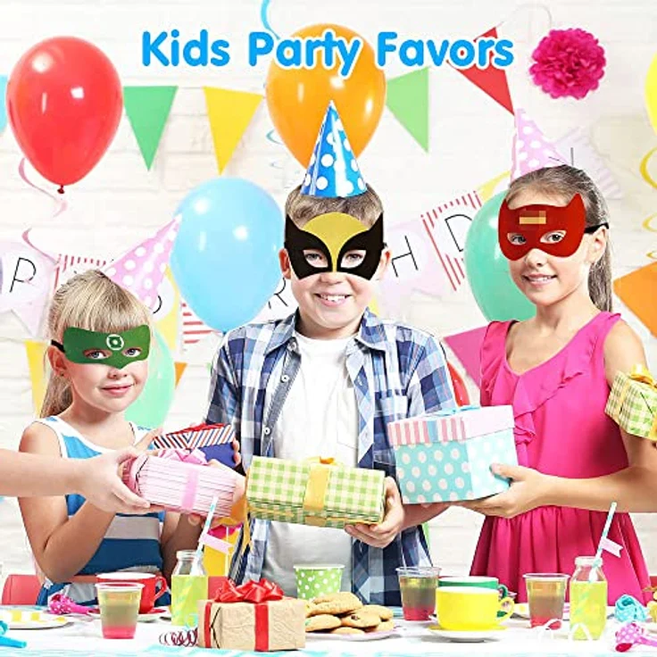 URAQT Cosplay Masken Set, 16 Stück Kinderfilzmasken für Jungen und Mädchen, multicolor, ideal für Halloween, Kindergeburtstag und Karneval – Bild 2