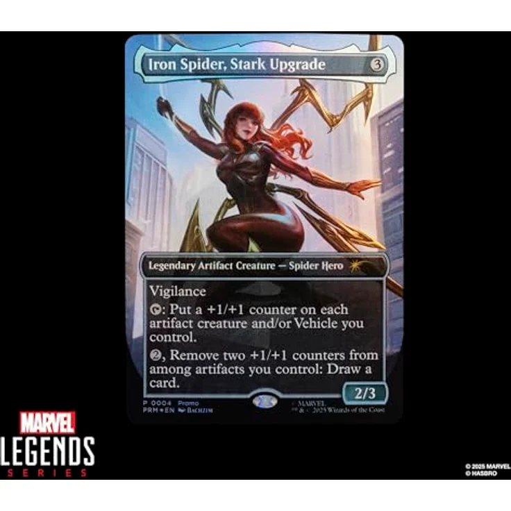 Spiderman Magic: The Gathering Mary Jane Watson (Iron Spider) Sammelfigur, 15 cm mit 7 Accessoires und Foilkarte – Bild 3