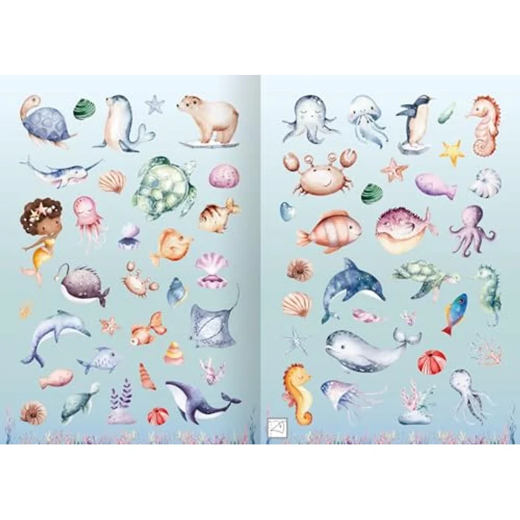 Ars Edition Sticker Meine Aquarell-Sticker - Unter Wasser - Über 200 Sticker, Hochwertige Trendige Aufkleber in Aquarell-Optik für Kinder ab 4 Jahren – Bild 5