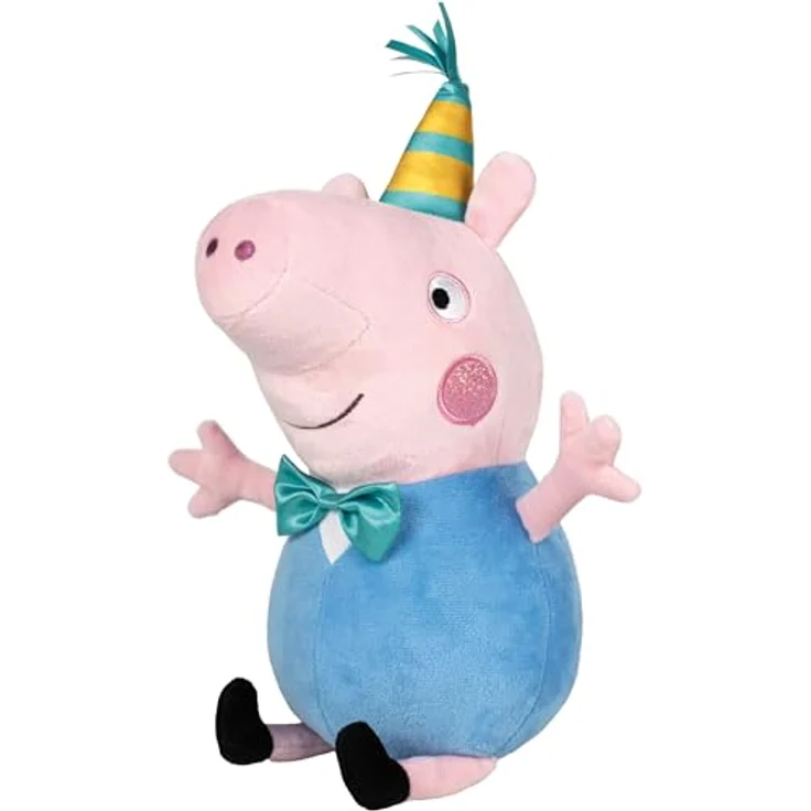 Schmidt Spiele Peppa Pig, Schorsch Wutz Party 37 cm Plüschfigur, weich und anschmiegsam, handwaschbar, ab 0 Jahren – Bild 1