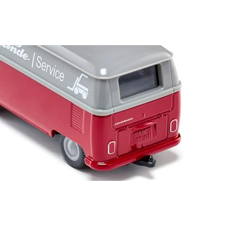 Siku VW T1 Transporter 1:50 Spielzeug-Auto, Metall/Kunststoff, Rot/Grau, Türen zum Öffnen, Anhängerkupplung – Bild 4