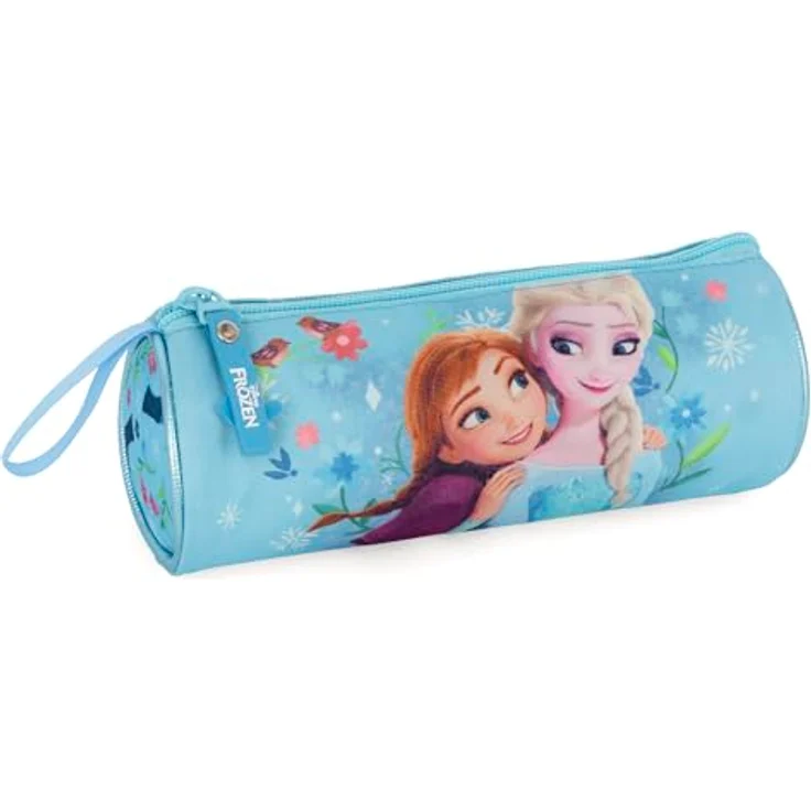 Clondo Schlampermäppchen Die Eiskönigin Frozen, rundes Federmäppchen für Schule, 600D Polyester, 21x8 cm, robuster Reißverschluss, ideal für Mädchen von 6-12 Jahren – Bild 1